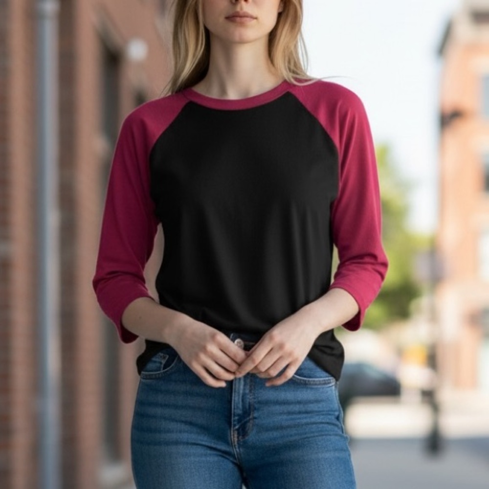 NEW•2X-3X•Betty Black/Fuschia BaseballTop NWT•BouncySoft